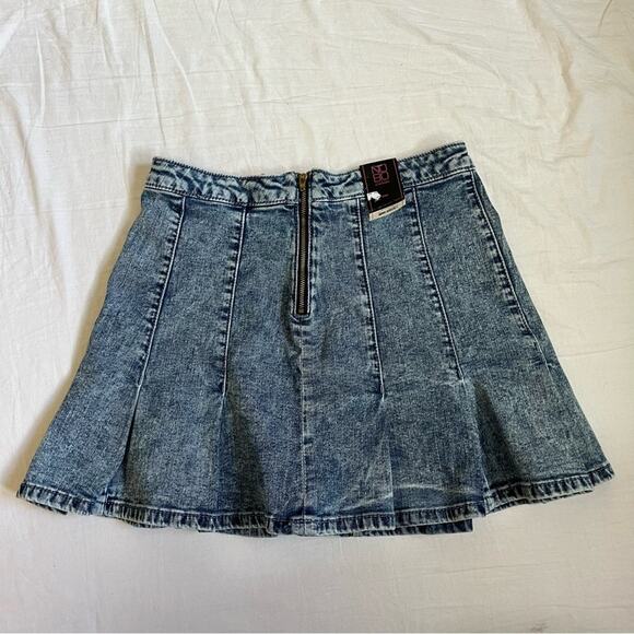 NWT Y2K 2000s Ruffle Denim Mini Skirt Juniors Size 9 Punk Skater Streetwear - Picture 3 of 5